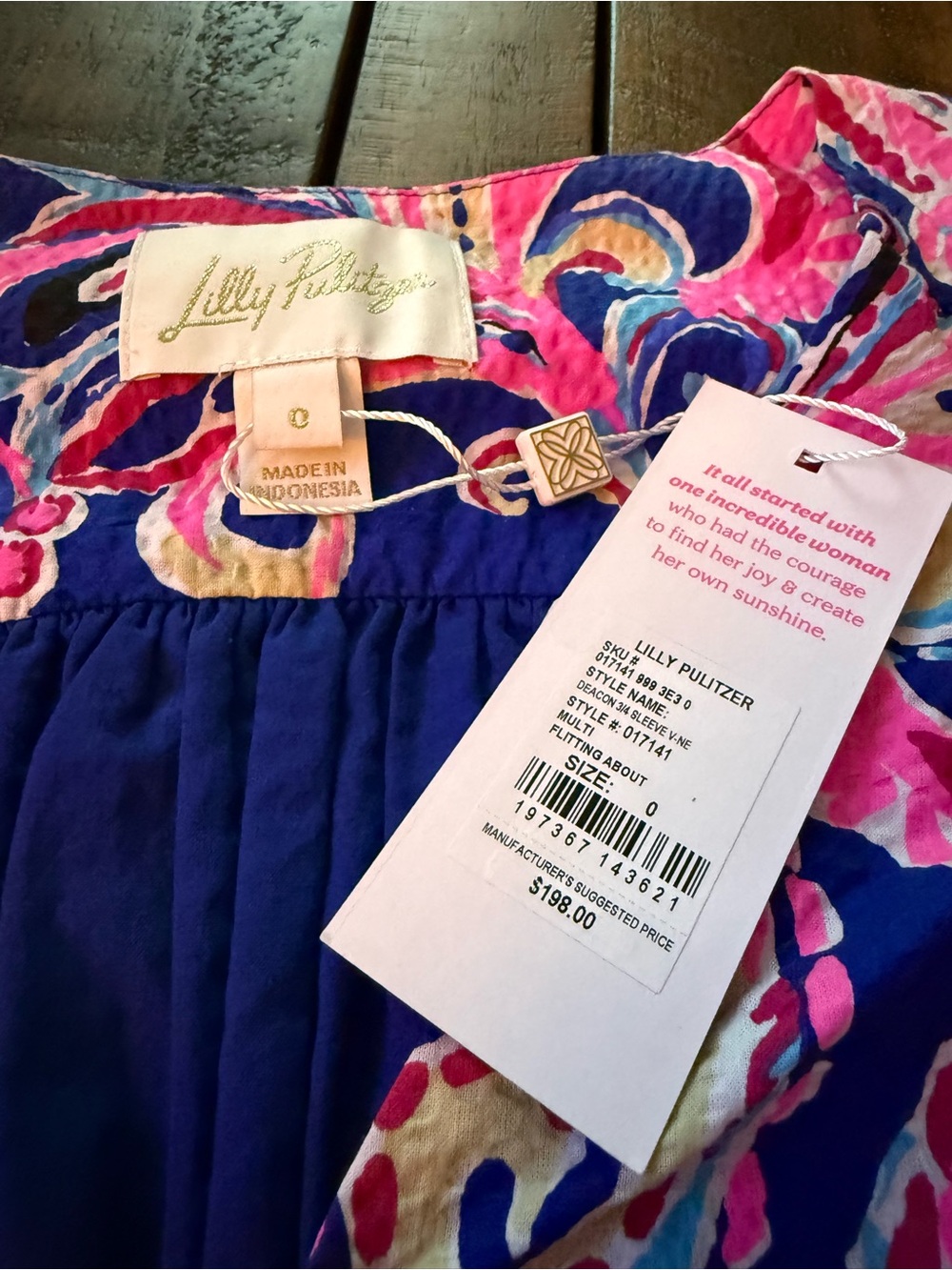 NWT Sz 0 Lilly Pulitzer Blue and Pink Paisley V-Neck Mini Dress - Picture 5 of 9